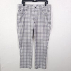 Peter Millar EB66 Pants Mens 35x32 Gray Plaid Golf Performance 5 Pocket Stretch